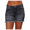 Shorts femininos cintura alta frisando mulheres jeans curtos moda sexy rasgado denim casual push up vintage streetwear