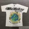 Herren T-Shirts Hellstar Studios Earth Print Trendy Hip-Hop Kurzarm Mann Frauen T-Shirts Uni Baumwolle Tops Männer Vintage Sommer Lose Te Otvna
