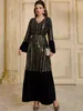 ملابس عرقية تركيا الشتاء المسلمين في المخملية دبي أبايا نساء البرونز التطريز المغربي Kaftan Vestidos Maxi Long