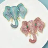 Broches wulibaby elefante espumante para mulheres unissex luxo 2 cores grande animal festa escritório broche presentes