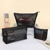 Storage Bags 3size Black Makeup Small Large Mesh Transparent Cosmetic Bag Organizer For Cosmetics Pencil Cases Neceser Pouch