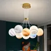 Lampes suspendues Design 3D imprimé acrylique bulle boule lustre pour chambre d'enfant salle à manger île colorée planète LED sortie d'usine