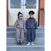 Clothing Sets Children's Set 2024 Autumn Korean Full Of Printed Flowers Girl's Suit Leisure Zipper Coat Pant Boy's Two-piece