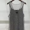 2024 Fashion Ladies Dress Sexy Crop Top Vest Women's T-Shirt Designer Shiny Rhinestones Fashion Denim Bra Top Sleeveless Long Vest