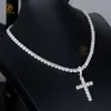 Bijoux fins en argent 925 glacé, bijoux Hip Hop, Test de diamant 5.0mm Gra, pendentif croix en diamant Moissanite pour hommes et femmes