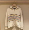 Womens Coat Winter loro Color Knitted Zipper Hooded Wool Cardigans piana