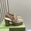 Platformowe obcasy Sandały Kobiety 8,5 cm obcasy Oryginalne skórzane luksusowe buty designerskie modne kwadratowe palce z klamrą luksusowe 100% prawdziwe skórzane sandały