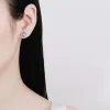 Boucles d'oreilles DJMAX or blanc 0.2CT Moissanite boucles d'oreilles pour femmes coupe carrée S925 argent luxe carré bijoux laboratoire diamant boucle d'oreille cadeau