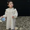 Vestidos de chicas ciervos Jonmi 2024 Autumn Baby Girls bisdeo bordado princesa manga manga coreana para niños vestidos de algodón