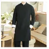 Vêtements ethniques Style chinois Noir Bleu Tang Costume Longue Veste Hommes Streetwear Printemps Rétro Robe Wing Chun Boutique en ligne Plus Taille 3XL