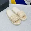 Small Fragrant Women Mules Slippers Sandal Braided Knit C Letter Indoor Striped Slippers Summer Ladies Beach Flat Flip Flops Shoes Loafers Chan Knitted Slippers