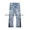 Pantalones vaqueros de hombre Contra Color Graffiti pintado Pantnes Hombre pantalones vaqueros holgados para hombres agujero deshilachado recto Y2k pantalones de mezclilla desgastados de gran tamaño H24131