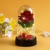 Fiori decorativi Rosa artificiale Regalo di San Valentino Vetro luminoso Copertura in plastica LED Lamina luminosa Fiore Decorazioni per matrimoni Regali