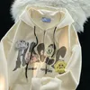 Japanse leuke cartoon fun stroomden vest sweatshirt vrouwelijke luie wind losse hoodies casual veelzijdige paar lange mouwen jas 240129