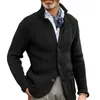 Pulls pour hommes Manteau tricoté Comfy Cardigan Pull 3D Coupe Hommes Automne Hiver Couleur Solide Boutons Placket Vêtements d'extérieur Coldproof