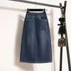 Gonne Gonna di jeans di grandi dimensioni per la primavera autunno 2024 da donna A-line Jean Fashion Tasca a fessura Vita elastica S-4XL