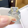 Choucong Originele Trouwringen Luxe Sieraden Echt 100% 925 Sterling Zilver Smaragd Geslepen Witte Moissanite Diamanten Edelstenen Partij Vrouwen Verlovingsband Ring cadeau