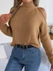 숄더 터틀 넥 스웨터 여성을위한 터틀 넥 스웨터 캐주얼 중공 아웃 긴 소매 니트 풀오버 가을 겨울 240131