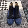 Baskets à strass bleus pour hommes et femmes, chaussures montantes, semelle en caoutchouc, excellent confort de skateboard, marche décontractée, EU35-47