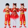 Palco desgaste chinês tradicional ano traje crianças trajes de dança folclórica moderno hanfu para meninas meninos vermelho desempenho vestido