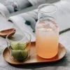 Glass Water Bottle with Cup Bedside Carafe Night Tumbler Glasses Flask Drinkware Pot for Milk Tea 240129