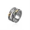18K Gold Kreuz Ring Designer Klassische Ed Mode Ringe Doppel x Draht Schmuck für Männer Frauen Geflochten Vintage Kupfer Verlobung A2770