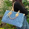 Tasarımcı Tote Çanta Kadın Çanta Kapasitesi Denim Tote Çanta Moda Alışveriş Çantası