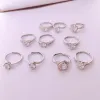 Diamond Rings Crystal Silver Women Fashion Jewelry Zircon Sweet Retro Elegant Flower Ring Gift Rings Open Justerbar storlek