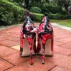 Sukienka buty tikicup kobiety gloossy kwiatowy nadruk spiczasty stóp na obcasie 8cm 10 cm 12cm damskie sukienki butów seksowne patentowe pompki stiletto