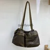 Shoulder Bags Square Tote For Women Luxury Designer andbags And Purses 2023 New In Vintage PU Soft Double Pockets Pleated SoulderH24131