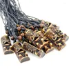 Pendant Necklaces LOT 12pcs Imitation Yak Bone Carved Zealand Tiki Totem Men Necklace Amulet MN413