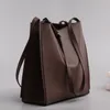 Сумки на плечо из натуральной кожи, женская сумка-ведро большой вместимости, 2024, модная однотонная сумка-мешок с верхней ручкой, Blosos De Mujer
