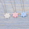 Pendanthalsband söt Opal Star Necklace för kvinnor Silverfärg Rostfritt stål CLAVICLE Kedja 2024 Trendharts Neck smycken gåva
