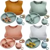 Roll up Travel Baby Bib Set Premium Silicone Bibs A Free Waterproof Ease Feeding And Clean 240125