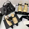Dhgate Buts Designer Sandałów Ubierz buty Slingbacks luksusowe damskie masywne czółenki na wysokim obcasie poślizg na slajdach płaska skórzana para kwadratowe palec palec single buty ślubne