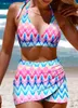 Women's Swimwear Womens Summer New Two Piece Set with Blue and White Pearl Style Flower Sexy Lace Leisure Resort Beach Swimsuit S-6XL J240131