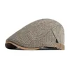 Retro sboy Cap Men Autumn Winter Herringbone Duckbill Hat Tweed Flat ed Beret Women Painter Gatsby Driving 240126