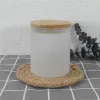 10oz short straight glass tumbler sublimation candle holder Tea light candles cup with bamboo lid clear frosted fragrance candle cups ZZ