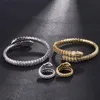 Brazaletes de Color plateado para hombre, brazalete con diseño de serpiente, anillo de joyería de marca, brazalete de amor de circón cúbico, joyería de aniversario para hombre 186E