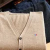 Pulls pour hommes automne hiver décontracté laine cardigan pull épaissi cachemire couleur unie manteau à col en v