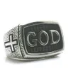 Mens Boys 316L Stainless Steel Cool Cross GOD Jesus Christ Ring Est Cluster Rings212Q