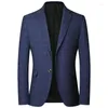 Men's Suits Men Blue Plaid Blazers Jackets Business Formal Wear Coats Spring Autumn Male Casual Slim Fit Size 4XL