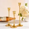 Candle Holders Candlestick Taper Brass Gold Holder Set 3 Pcs For Wedding Party Dinning (Brass Gold)