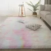 Tapis Shaggy pour salon canapé zone vin rouge cravate teint en peluche tapis de chambre doux confortable décor de chevet antidérapant enfants dortoir étage 240125