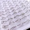 Diamond Rings Crystal Silver Women Fashion Jewelry Zircon Sweet Retro Elegant Flower Ring Gift Rings Open Adjustable Size