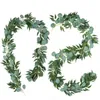 Dekorative Blumen, 2 m, Eukalyptus-Girlande, Rattan, künstliche Weidenblätter, Hochzeitsdekoration, Hängekränze272k