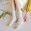 Frauen Socken Sommer Dünne Mesh Floral Print Japanischen Kawaii Nette Rüschen Aushöhlen Atmungsaktive Schule Mädchen Lose Lange