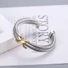 Armband Dy Double Ed Wire Cross Women Fashion Trend Platinum Plated Color Hemp X Armband Ring Opening Jewelry304U