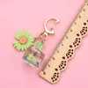 Keychains Creative Daisy Moon Buckle Wish Bottle Keychain Eternal Simulation Flower Transparent Key Ring Women Bag Pendant Gift