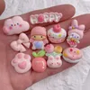 Dekorativa figurer 10st Kawaii Pink Rabbit Cake Girl Harts Charm Flatback Cabochons Scrapbooking Utsmyckningar Telefonfall Tillbehör